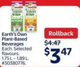 Walmart Earth's own plant-based beverages offer
