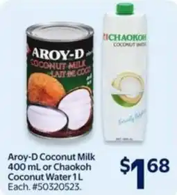 Walmart Aroy-d coconut milk or chaokoh coconut water offer
