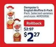 Walmart Dempster's English Muffins 6-Pack offer