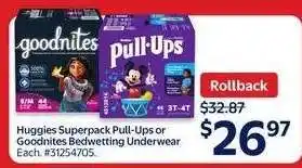 Walmart Huggies Superpack Pull-Ups or Goodnites Bedwetting Underwear offer