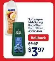 Walmart SOFTSOAP or IRISH SPRING BODY WASH offer