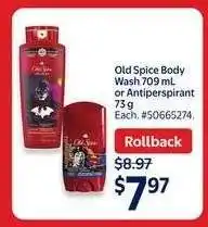 Walmart Old Spice Body Wash 709 mL or Antiperspirant 73 g offer