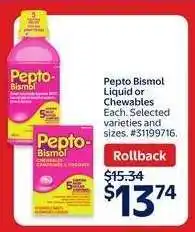 Walmart Pepto Bismol Liquid or Chewables offer