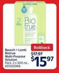 Walmart Bausch + Lomb Biotrue Multi-Purpose Solution offer