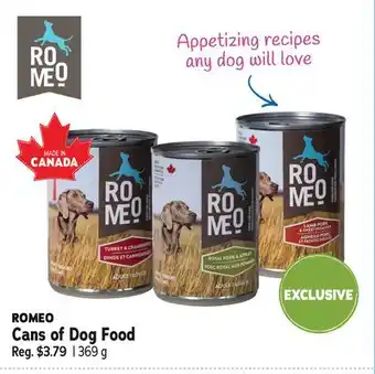 Ren’s Pets Depot ROMEO Cans of Dog Food offer