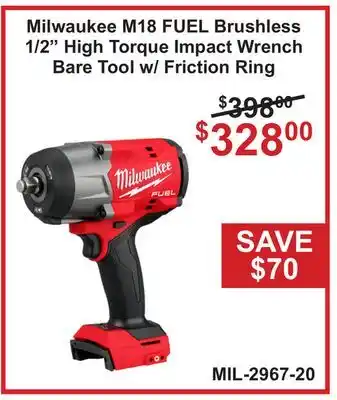 Atlas Tools & Machinery Milwaukee M18 FUEL Brushless 1/2 High Torque Impact Wrench Bare Tool w/ Friction Ring offer