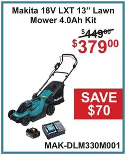 Atlas Tools & Machinery Makita 18V LXT 13 Lawn Mower 4.0Ah Kit offer
