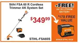 Atlas Tools & Machinery Stihl FSA 60 R Cordless Trimmer AK System Set offer