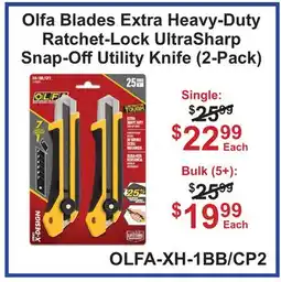 Atlas Tools & Machinery Olfa Blades Extra Heavy-Duty Ratchet-Lock UltraSharp Snap-OffUtility Knife (2-Pack) offer
