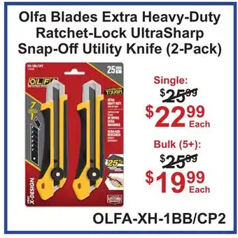 Atlas Tools & Machinery Olfa Blades Extra Heavy-Duty Ratchet-Lock UltraSharp Snap-OffUtility Knife (2-Pack) offer