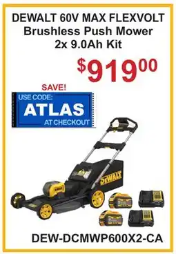 Atlas Tools & Machinery DEWALT 60V MAX FLEXVOLT Brushless Push Mower 2x 9.0Ah Kit offer
