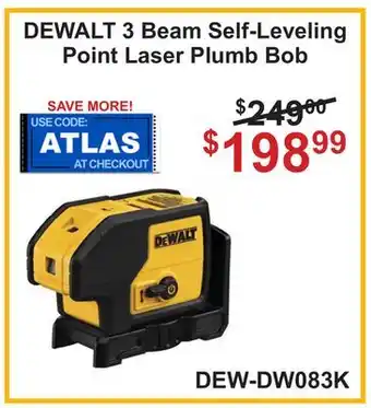 Atlas Tools & Machinery DEWALT 3 Beam Self-Leveling Point Laser Plumb Bob offer