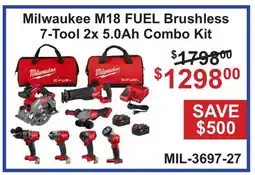 Atlas Tools & Machinery Milwaukee M18 FUEL Brushless 7-Tool 2x 5.0Ah Combo Kit offer
