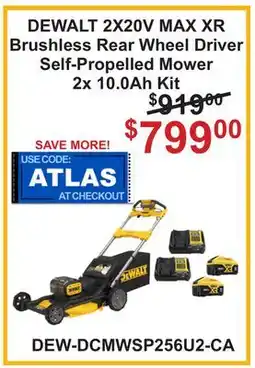 Atlas Tools & Machinery DEWALT 2X20V MAX XR Brushless Rear Wheel Driver Self-Propelled Mower 2x 10.0Ah Kit offer