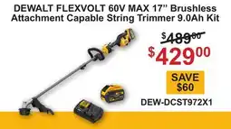 Atlas Tools & Machinery DEWALT FLEXVOLT 60V MAX 17 Brushless Attachment Capable String Trimmer 9.0Ah Kit offer