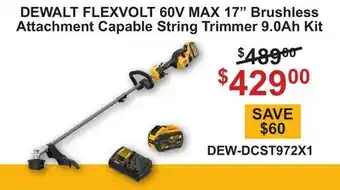 Atlas Tools & Machinery DEWALT FLEXVOLT 60V MAX 17 Brushless Attachment Capable String Trimmer 9.0Ah Kit offer