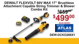 Atlas Tools & Machinery DEWALT FLEXVOLT 60V MAX 17 Brushless Attachment Capable String Trimmer & Blower Combo Kit offer