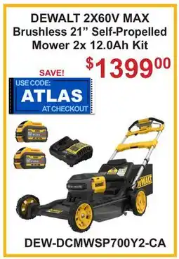 Atlas Tools & Machinery DEWALT 2X60V MAX Brushless 21 Self-Propelled Mower 2x 12.0Ah Kit offer