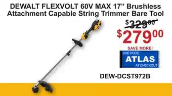 Atlas Tools & Machinery DEWALT FLEXVOLT 60V MAX 17 Brushless Attachment Capable String Trimmer Bare Tool offer