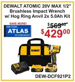 Atlas Tools & Machinery DEWALT ATOMIC 20V MAX 1/2 Brushless Impact Wrench offer
