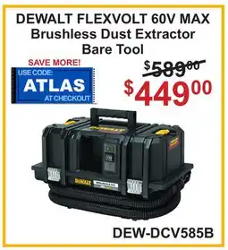 Atlas Tools & Machinery DEWALT FLEXVOLT 60V MAX Brushless Dust Extractor Bare Tool offer
