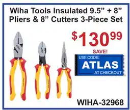 Atlas Tools & Machinery Wiha Tools Insulated 9.5 + 8 Pliers & 8 Cutters 3-Piece Set offer