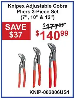 Atlas Tools & Machinery Knipex Adjustable Cobra Pliers 3-Piece Set offer