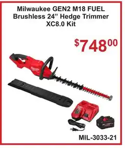 Atlas Tools & Machinery Milwaukee GEN2 M18 FUEL Brushless 24 Hedge Trimmer XC8.0 Kit offer