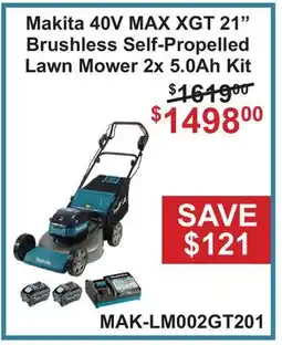 Atlas Tools & Machinery Makita 40V MAX XGT 21 Brushless Self-Propelled Lawn Mower 2x 5.0Ah Kit offer