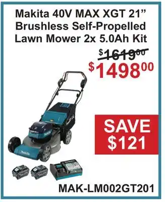 Atlas Tools & Machinery Makita 40V MAX XGT 21 Brushless Self-Propelled Lawn Mower 2x 5.0Ah Kit offer