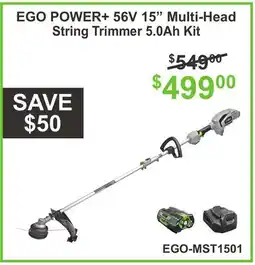 Atlas Tools & Machinery EGO POWER+ 56V 15 Multi-Head String Trimmer 5.0Ah Kit offer