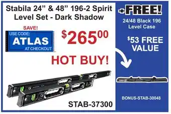 Atlas Tools & Machinery Stabila 24 & 48 196-2 Spirit Level Set - Dark Shadow offer