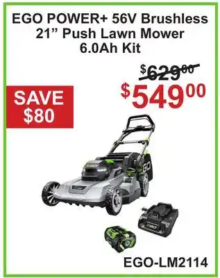 Atlas Tools & Machinery EGO POWER+ 56V Brushless 21 Push Lawn Mower 6.0Ah Kit offer