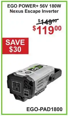 Atlas Tools & Machinery EGO POWER+ 56V 180W Nexus Escape Inverter offer