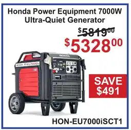 Atlas Tools & Machinery Honda Power Equipment 7000W Ultra-Quiet Generator offer