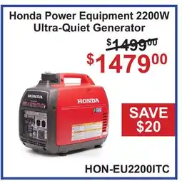 Atlas Tools & Machinery Honda Power Equipment 2200W Ultra-Quiet Generator offer