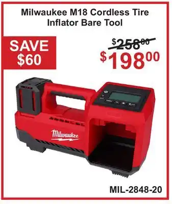 Atlas Tools & Machinery Milwaukee M18 Cordless Tire Inflator Bare Tool offer