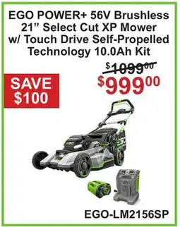 Atlas Tools & Machinery EGO POWER+ 56V Brushless w/ Touch Drive Self-Propelled 21 Select Cut XP Mower Technology 10.0Ah Kit offer