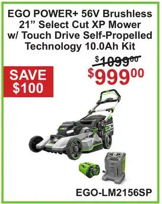 Atlas Tools & Machinery EGO POWER+ 56V Brushless w/ Touch Drive Self-Propelled 21 Select Cut XP Mower Technology 10.0Ah Kit offer