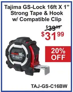 Atlas Tools & Machinery Tajima GS-Lock 16ft X 1 Strong Tape & Hook w/ Compatible Clip offer