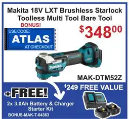 Atlas Tools & Machinery Makita 18V LXT Brushless Starlock Toolless Multi Tool Bare Tool offer