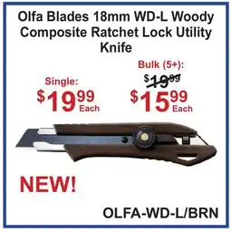 Atlas Tools & Machinery Olfa Blades 18mm WD-L Woody Composite Ratchet Lock Utility Knife offer