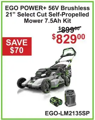Atlas Tools & Machinery EGO POWER+ 56V Brushless 21 Select Cut Self-Propelled Mower 7.5Ah Kit offer