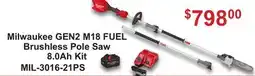 Atlas Tools & Machinery Milwaukee GEN2 M18 FUEL Brushless Pole Saw 8.0Ah Kit offer