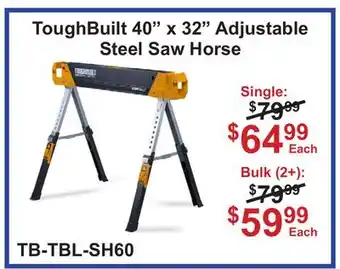 Atlas Tools & Machinery ToughBuilt 40 x 32 Adjustable Steel Saw Horse offer