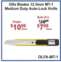 Atlas Tools & Machinery Olfa Blades 12.5mm MT-1 Medium Duty Auto-Lock Knife offer