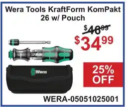 Atlas Tools & Machinery Wera Tools KraftForm KomPakt 26 w/ Pouch offer