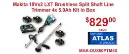 Atlas Tools & Machinery Makita 18Vx2 LXT Brushless Split Shaft Line Trimmer 4x 5.0Ah Kit in Box offer
