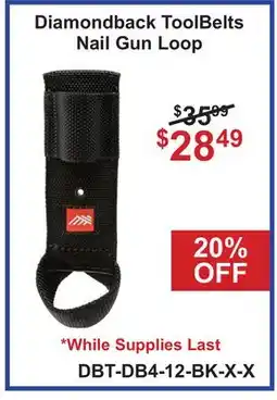 Atlas Tools & Machinery Diamondback ToolBelts Nail Gun Loop offer