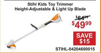 Atlas Tools & Machinery Stihl Kids Toy Trimmer Height-Adjustable & Light Up Blade offer